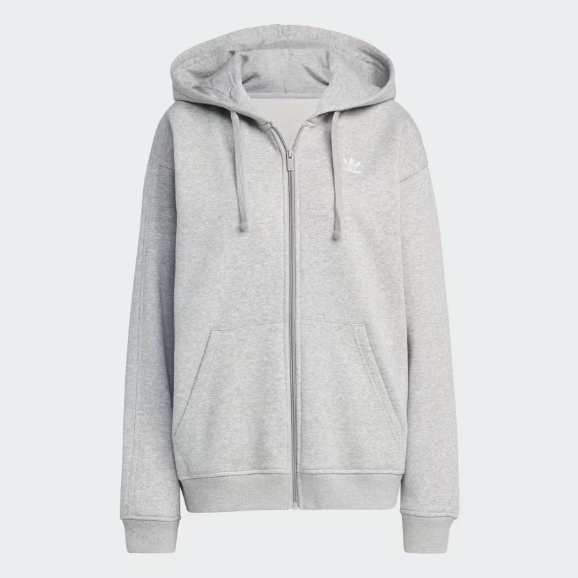 Adidas Essential Zip Up Fleece Hoodie Grey