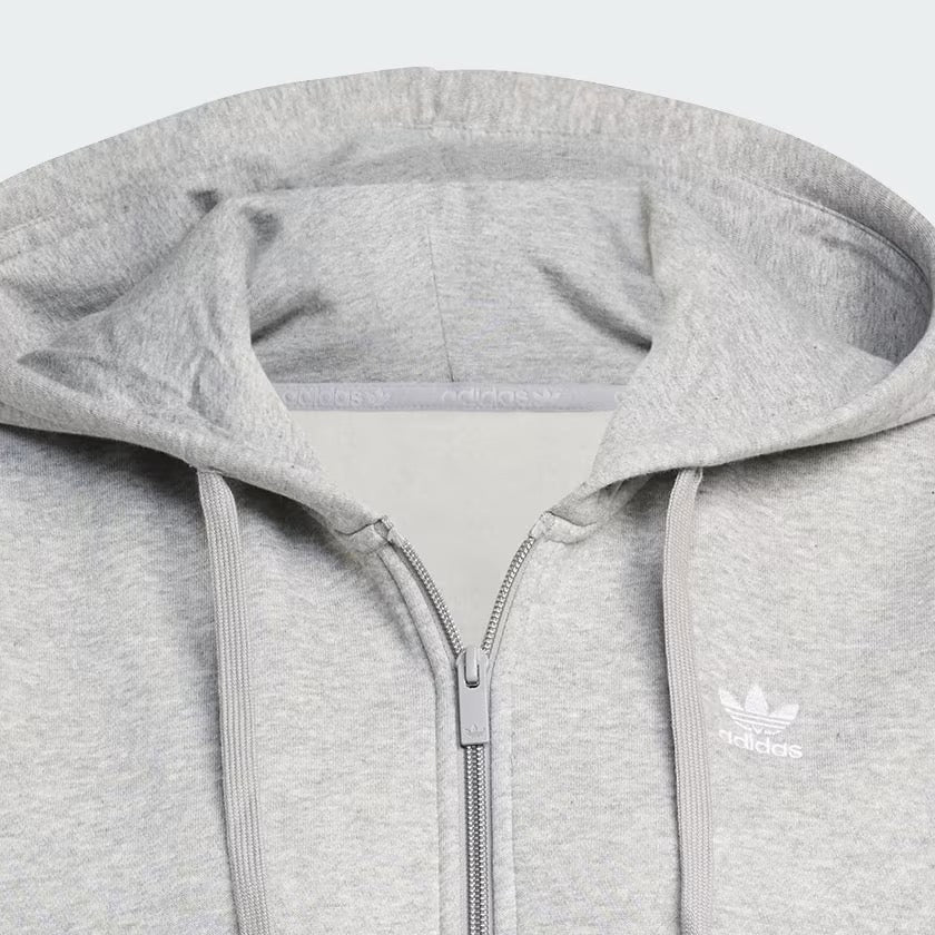 Adidas Essential Zip Up Fleece Hoodie Grey