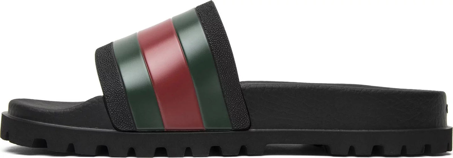 GUCCI STRIPED WEB SLIPPERS