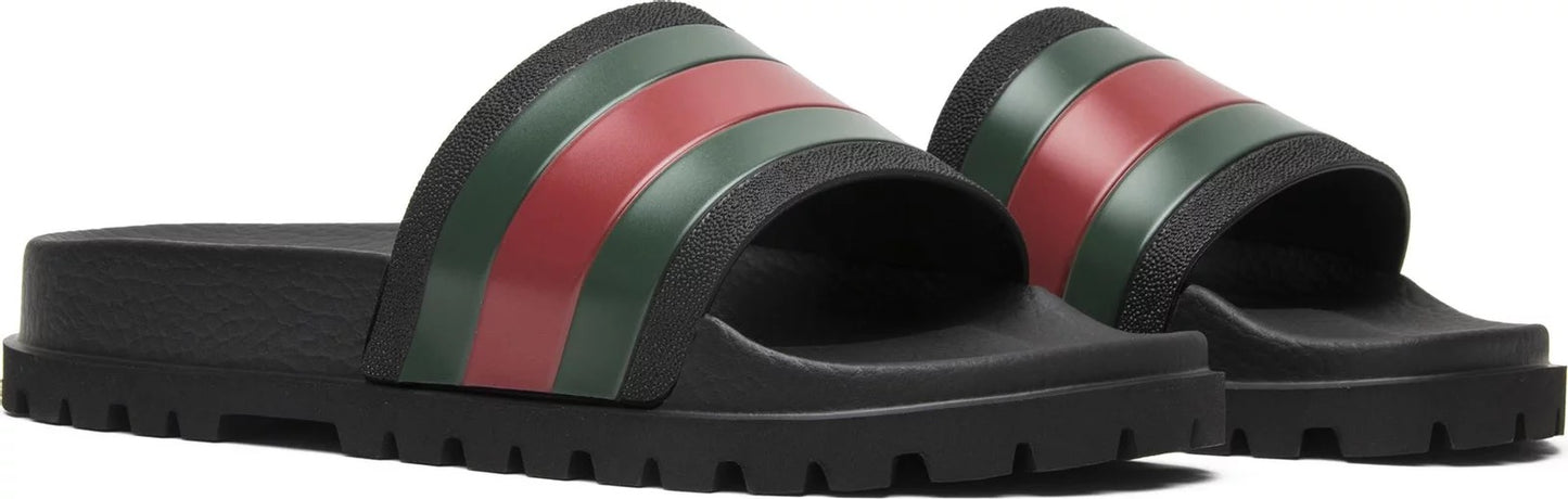 GUCCI STRIPED WEB SLIPPERS